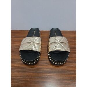 Jessica Simpson Cinariah Sandals Women's 9M Gold Beaded Quilted Slides